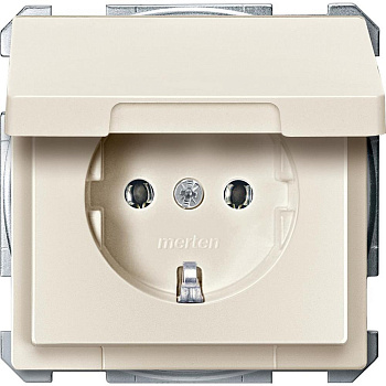 SE Merten SD Бежевый Розетка 16А з/к б/ шт. c крышкой MTN2311-4044
