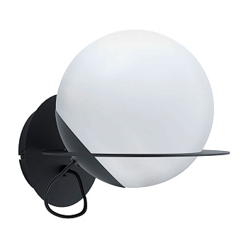 Eglo 98365 Светильник настенный SABALETE, 1x40W(E27), сталь, черный/опаловое стекло, белый