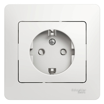 Systeme Electric Glossa Бел Розетка с/з со шторками (в сборе с рамкой)