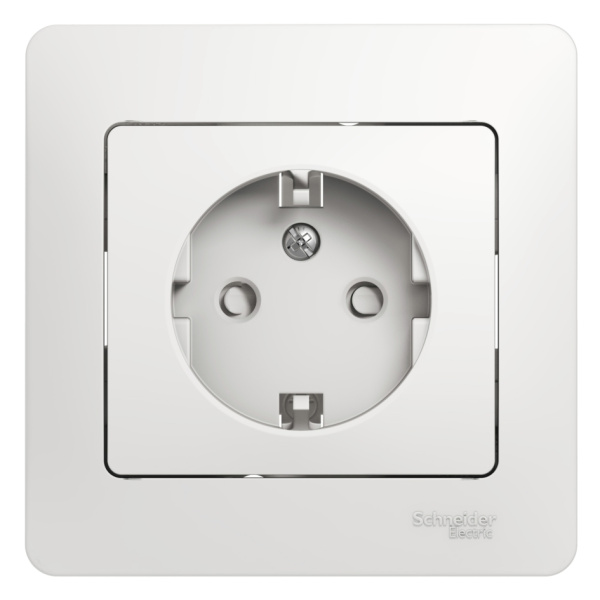 Systeme Electric Glossa Бел Розетка с/з со шторками (в сборе с рамкой)