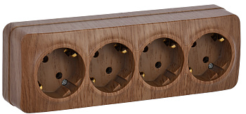 IEK GLORY РС24-3-ХД Розет. 4-ая с з/к о/у 16А GLORY дуб
