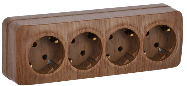 IEK GLORY РС24-3-ХД Розет. 4-ая с з/к о/у 16А GLORY дуб
