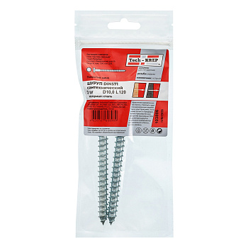 Tech-Krep Болт DIN 571 сантехнический оцинк 10х120 (2 шт) - пакет 103886