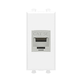 DKC Компьютерная розетка RJ-45 без шторки модульная, кат.5е экранированная, "Avanti", "Белое облако", 1 модуль