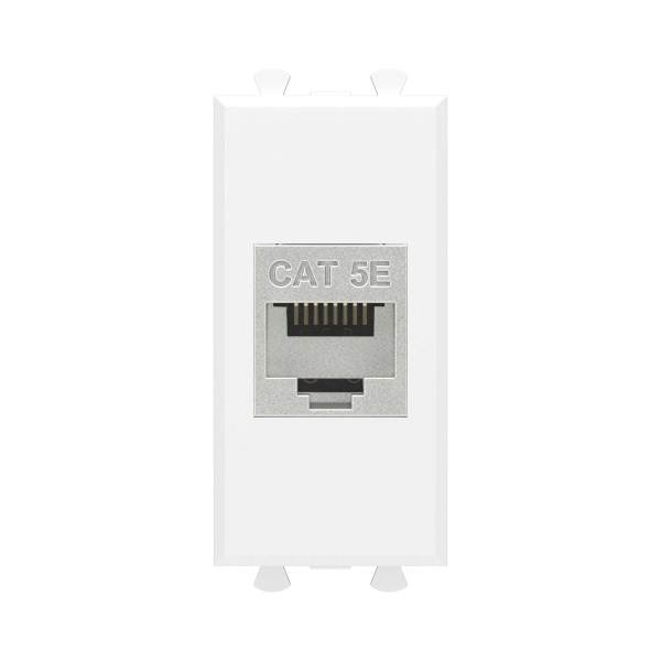 DKC Компьютерная розетка RJ-45 без шторки модульная, кат.5е экранированная, "Avanti", "Белое облако", 1 модуль
