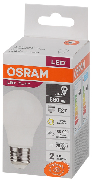 Купить Osram LVCLA60 7SW/830 230V E27 10X1 4058075577893