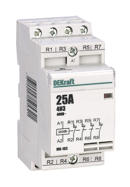 Купить Dekraft Модульный контактор 4НЗ 25А 230В МК-103