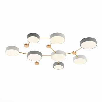 Evoluce SLE600102-08 Светильник потолочный Золото, Светлое дерево/Белый, Серый LED 8*16,5W 4000K