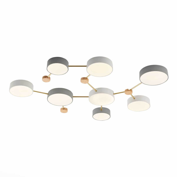 Evoluce SLE600102-08 Светильник потолочный Золото, Светлое дерево/Белый, Серый LED 8*16,5W 4000K
