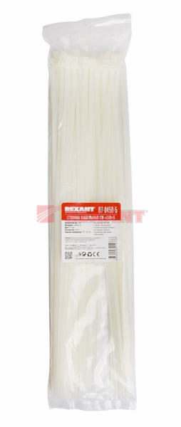Купить Хомут nylon 450 x 4,8 мм 100 шт белый Rexant 07-0450-5