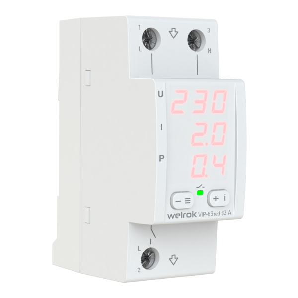 Купить Welrok VIP-63 red Реле напряжения 63 А (max 80 A), 13 900 ВА