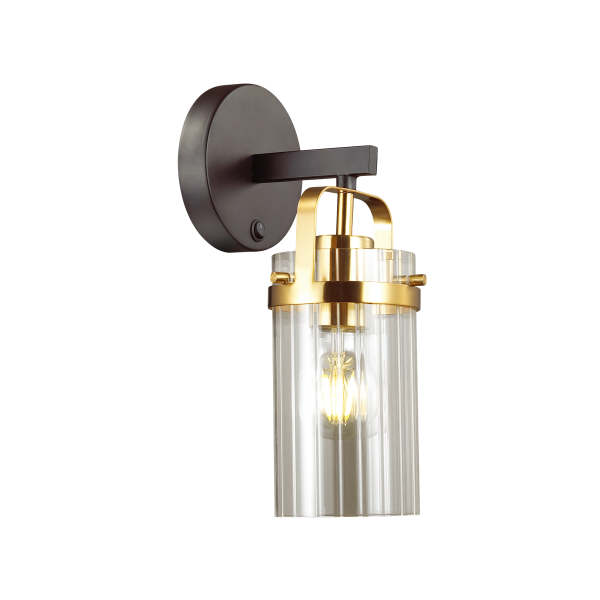Купить Odeon Light 4653/1W ODL20 569 черный/золотой/прозрачный Бра с выкл. E27 60W 220V KOVIS