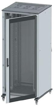 DKC Напольный 19" IT-корпус ДКС серии CQE 47U 600х2200х600, двери стекло+сплошная, панели для крыши, кабельный ввод, RAL7011/7035