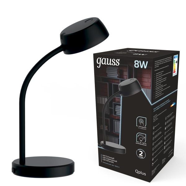 Gauss Светильник настольный Qplus модель GTL601 8W 600lm 4000K 170-265V черный диммируемый LED 1/8 GT6012 Купить Gauss Светильник настольный Qplus модель GTL601 8W 600lm 4000K 170-265V черный диммируемый LED 1/8 GT6012