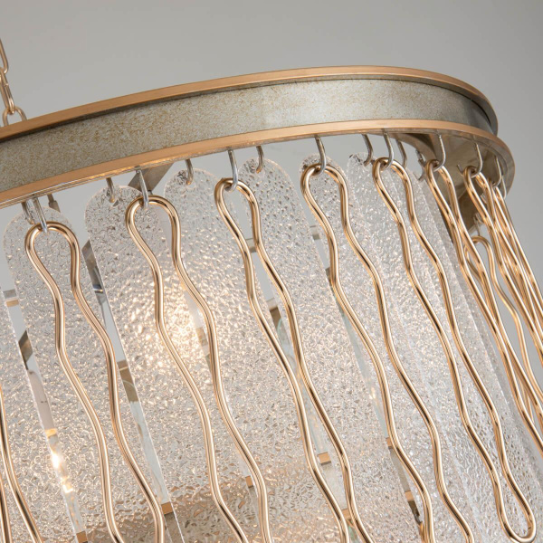 Купить Favourite Classic подвесная люстра каркас цвета французского серебра с золотой окантовкой, декоративные элементы из металла золотого цвета, подвески и 2696-9P