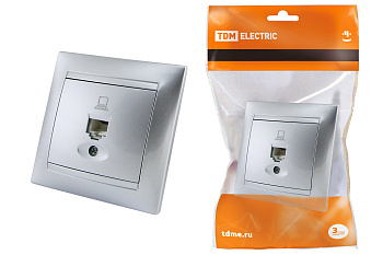TDM Розетка компьютерная RJ45  серебр. металлик "Лама" SQ1815-0216