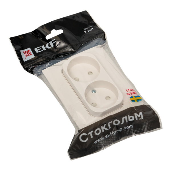 Купить EKF PROxima Стокгольм Розетка 2-ая б/з 10А белая со шторками