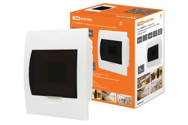 TDM Бокс ЩРВ-П-6модулей встраиваемый пластик IP41 SQ0902-0002