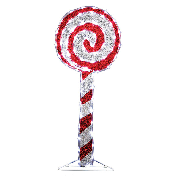 NEON-NIGHT Фигура "Леденец" бархатная, с постоянным свечением, размеры 75 см (65 ТЕПЛО-БЕЛЫХ светодиодов) 514-041