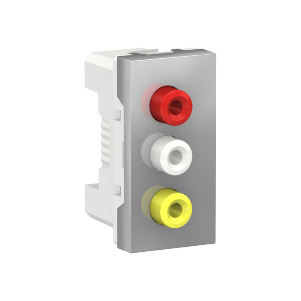 SE Unica Modular Алюминий Розетка 3 RCA, 2 модуля NU343130