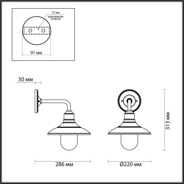 Купить Odeon Light 4965/1W NATURE ODL22 579 черный/стекло Ландшафтный настен.светильник E27 1*60W IP44 CAMPA