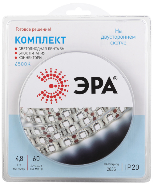 ЭРА 2835kit-4,8-60-12-IP20-6500-5m Комплект светодиодной ленты
