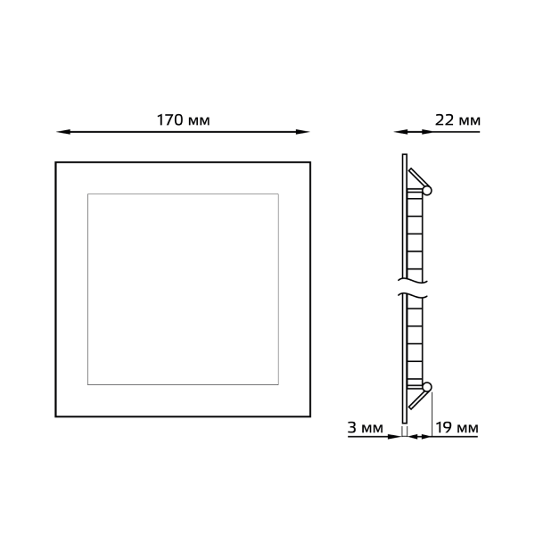 Купить Gauss Светильник Slim квадрат 15W 990lm 3000K 180-265V IP20 монтаж Ø155*155 170*170*22 LED 940111115
