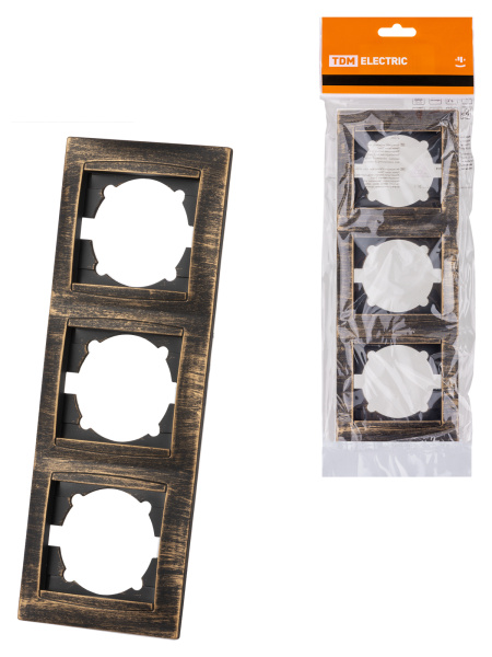 TDM Рамка 3-х постовая вертикальная старинная бронза "Лама" SQ1815-0780