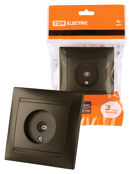 TDM Розетка телевизионная простая (0-2400МГц, "мама") бронза "Лама" SQ1815-0717