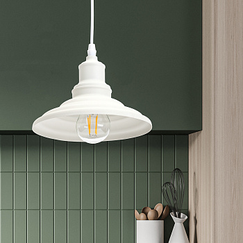 ЭРА PL4 WH Шагрень Белый Подвес металлический, E27, max 60W, d203 мм