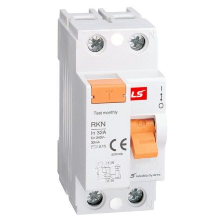 LSIS Устройство защитного отключения (RCCB) LS Electric серии RKN, 1P+N, 25A 30mA, тип AC 062202998B