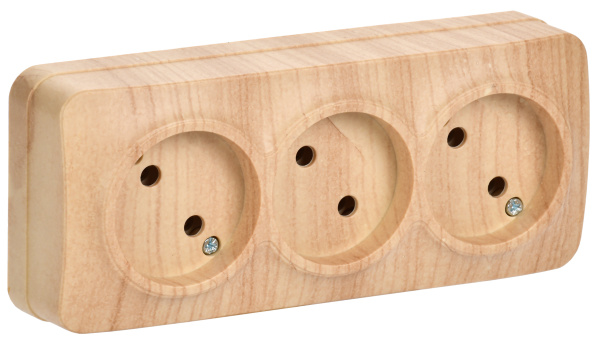 IEK GLORY РС23-2-ХС Розет. 3-ая без з/к о/у 10А GLORY сосна