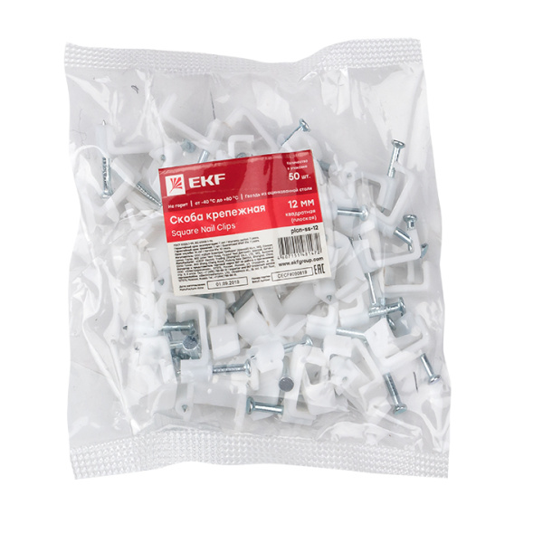 Купить EKF PROxima Скоба крепежная квадратная (плоская) (12мм.) (50шт.)