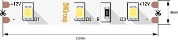SWG Лента светодиодная стандарт 2835, 60 LED/м, 4,8 Вт/м, 12В , IP20, Цвет: Нейтральный белый SWG260-12-4.8-NW