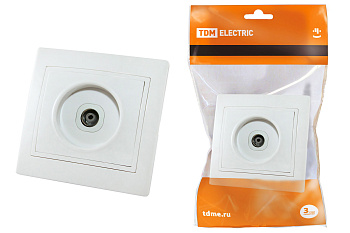 TDM Розетка телевизионная простая (0-2400МГц, "мама") белая "Таймыр" SQ1814-0022