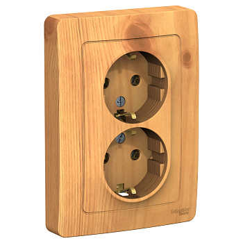 Systeme Electric Blanca внутр Ясень Розетка 2-ая с/з без шторок, 16А, 250В