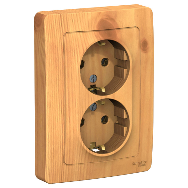 Systeme Electric Blanca внутр Ясень Розетка 2-ая с/з без шторок, 16А, 250В