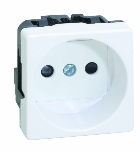 Simon 27 Мех Слоновая кость Розетка 2к со шторками, винтовой зажим, 10/16А 250 27431-62