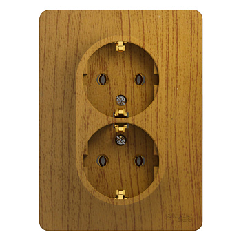 Systeme Electric Glossa Дерево Дуб Розетка 2-я с/з (в сборе с рамкой)