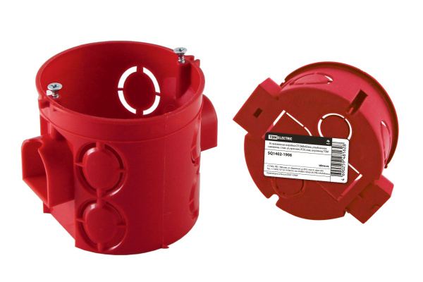 TDM Установочная коробка СП D68х62мм, углубленная, саморезы, стык. уз, красная, IP20,  инд. штрихкод SQ1402-1906