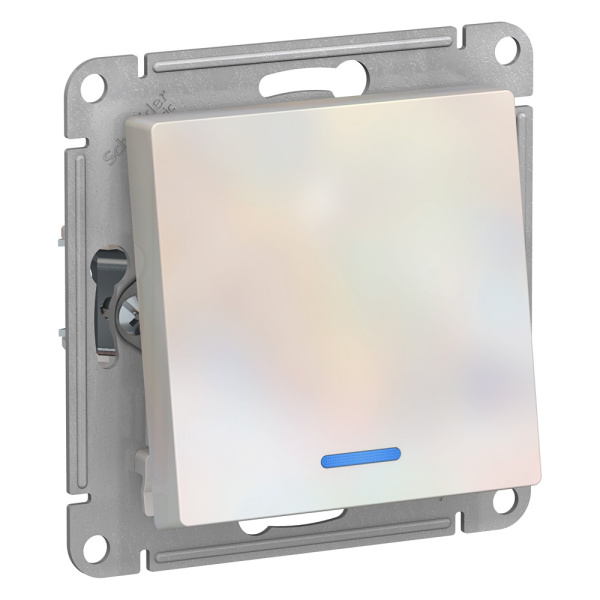 Systeme Electric AtlasDesign Жемчуг Переключатель 1-клавишный с подсветкой, сх.6а, 10АХ, механизм