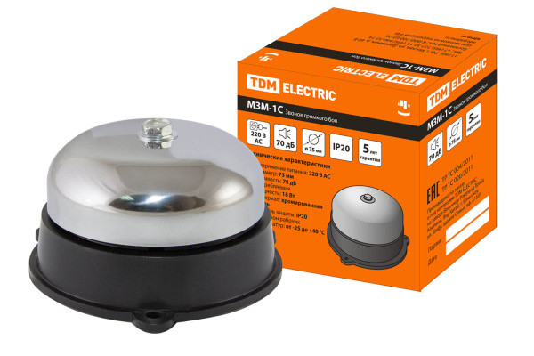 TDM Звонок громкого боя МЗМ-1С-075мм 70дБ 220В SQ1903-0006