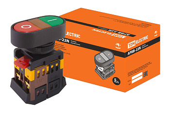 TDM Кнопка APВВ-22N "I-O" d22мм неон/230В 1з+1р SQ0704-0021