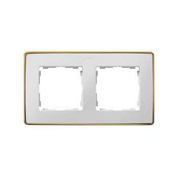 Simon 82 Detail Белый,основание золото Рамка 2-ая 8201620-245