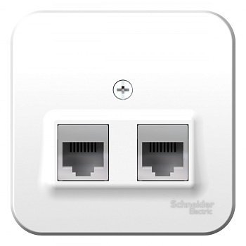 Systeme Electric Blanca наруж Бел Розетка 2-ая ТЛФ/комп, RJ45+RJ11, кат.5E, изолир. пластина
