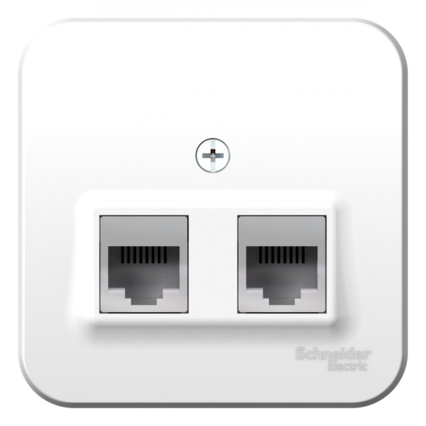 Systeme Electric Blanca наруж Бел Розетка 2-ая ТЛФ/комп, RJ45+RJ11, кат.5E, изолир. пластина