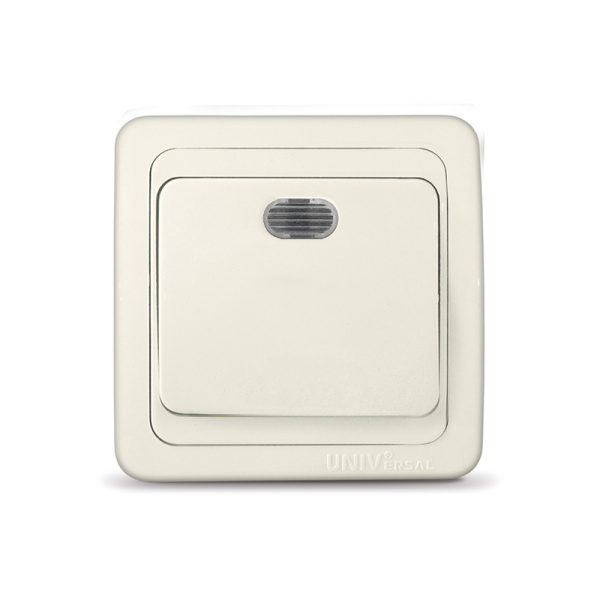 UNIVersal "Валери" Выключатель "слоновая кость" (ivory)1 кл. с подсветкой Б-В0121