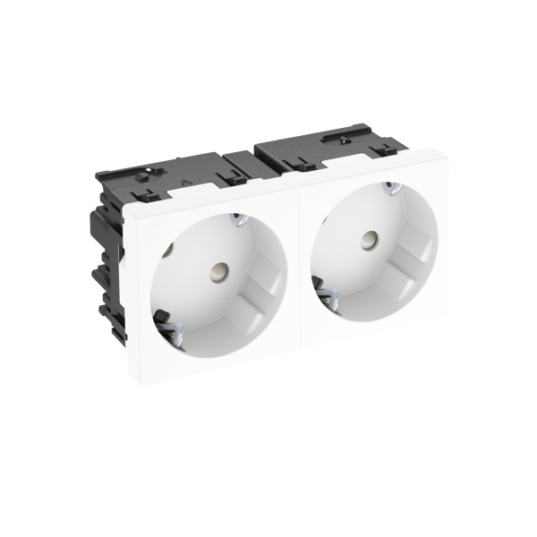 OBO Bettermann Розетка силовая 33° двойная 2х2К+З Modul45connect, со шторками, 16А 250В белая 6120482
