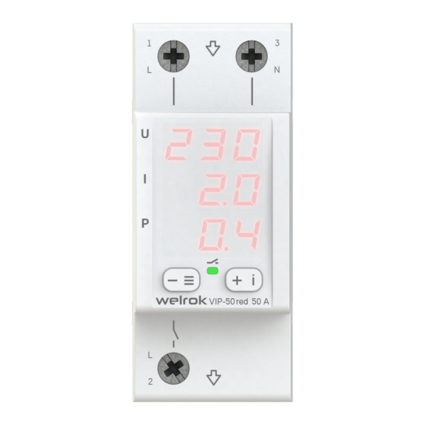 Welrok VIP-50 red Реле напряжения 50 А (max 60 A), 11 000 ВА