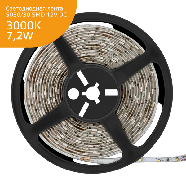 Gauss Лента LED Elementary 5050/30-SMD 7.2W 12V DC теплый белый IP66 (ZIP Bag 5м) 356000107 Gauss Лента LED Elementary 5050/30-SMD 7.2W 12V DC теплый белый IP66 (ZIP Bag 5м) 356000107